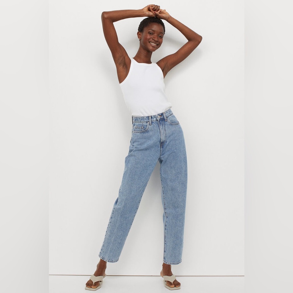 H&M Loose Mom Jeans Ultra High Waist Ankle Length